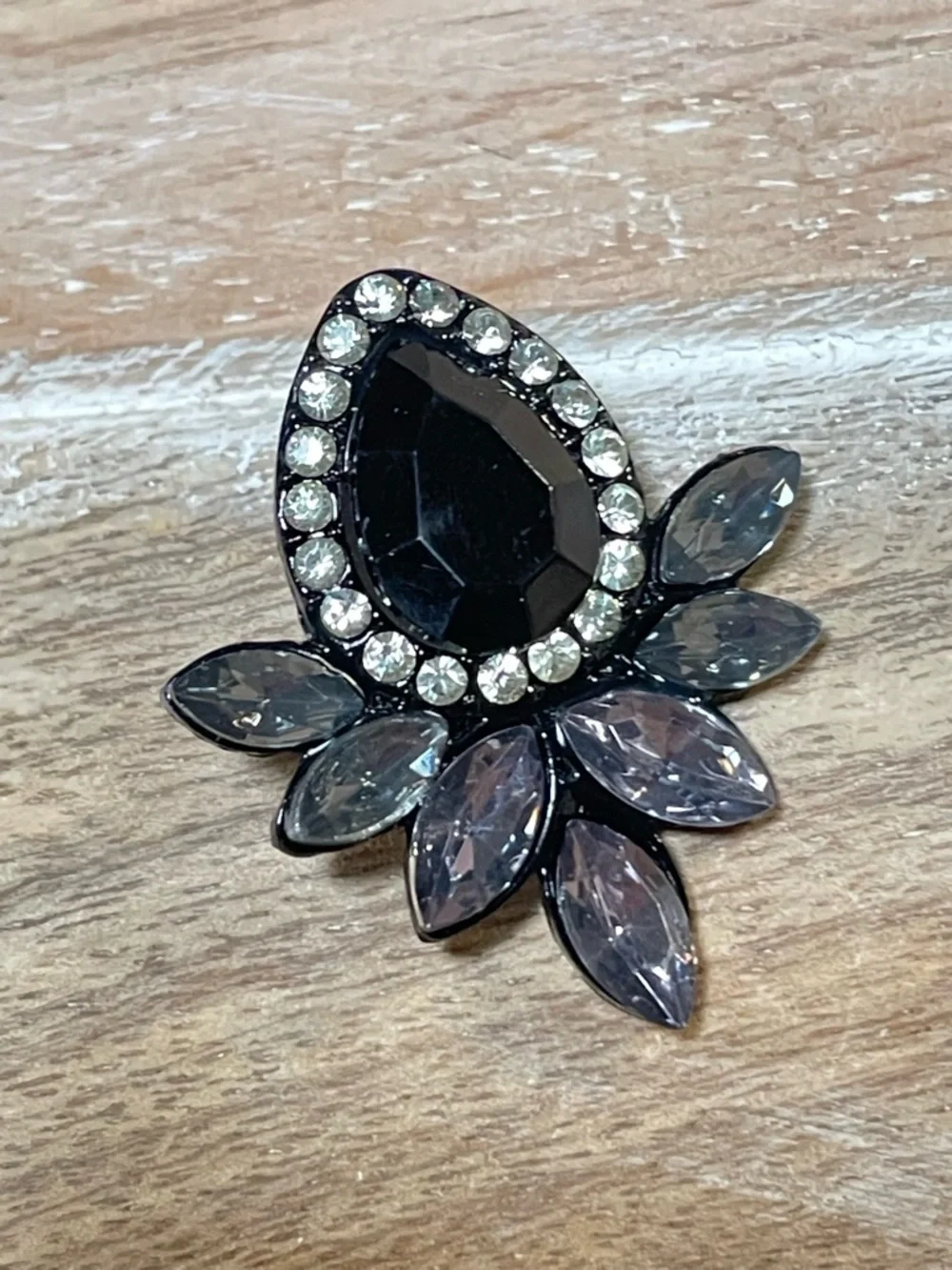 Black and Gray Crystal Teardrop Statement Earrings